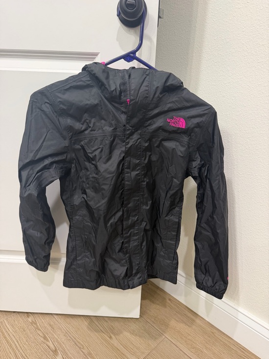 The North Face Other - The North Face Black Kids' Hooded Rain Jacket with Pink Logo